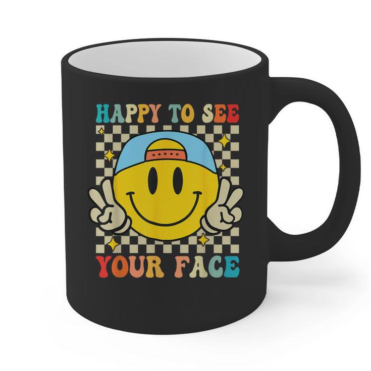 Happy To See Your Face Hippie Smile Back To School Teachers Graphic Print Coffee Mug