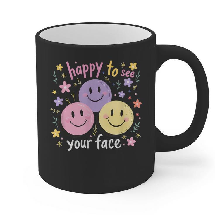 Happy To See Your Face Smile Face Teacher Back To School Graphic Print Coffee Mug