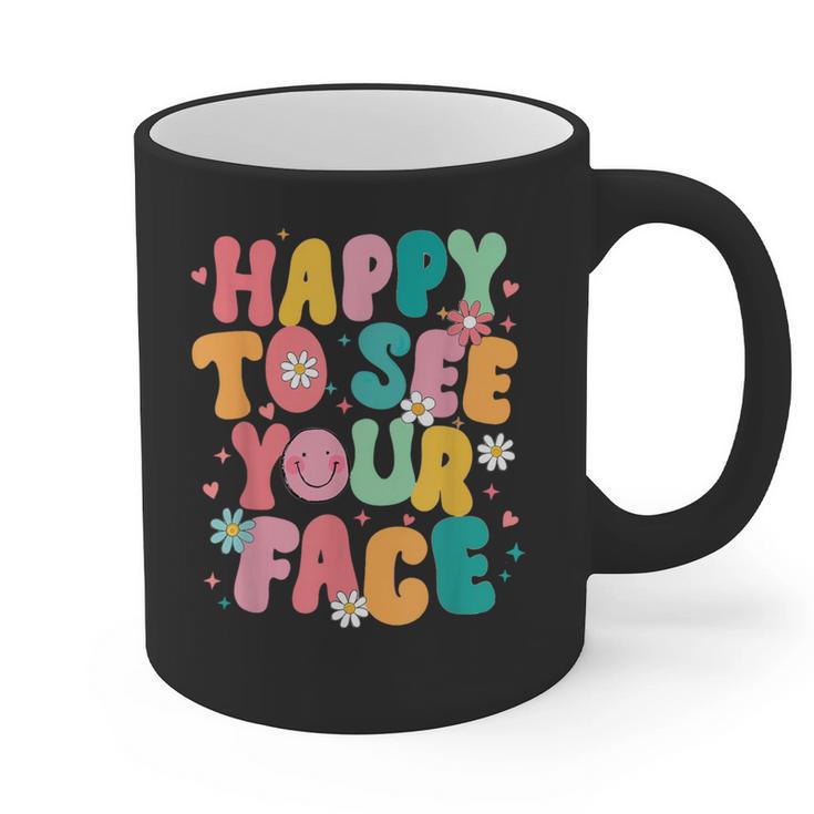 Happy To See Your Face Teacher Disco Ball Back To School Graphic Print Coffee Mug