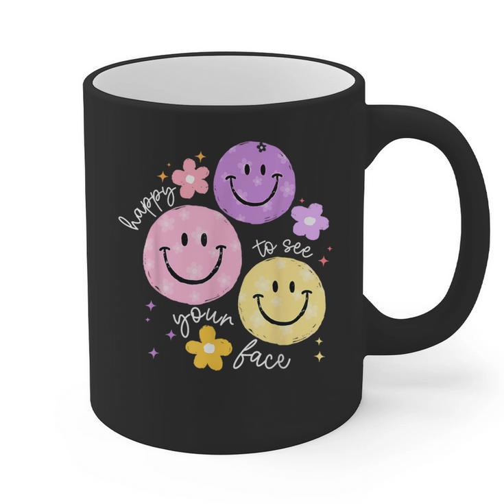 Happy To See Your Face Teacher Flower Back To School Graphic Print Coffee Mug