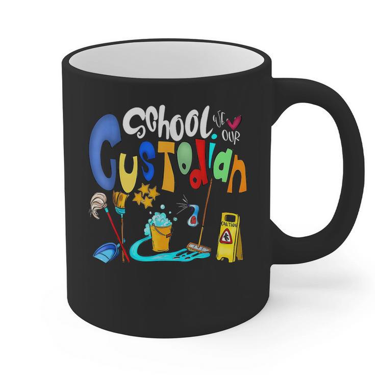 We Heart Love Our School Custodian For Teacher & Kids Graphic Print Coffee Mug