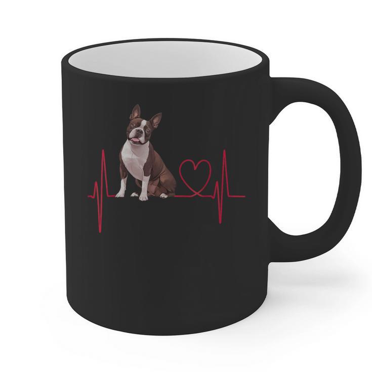 Heartbeat Boston Terrier Dog Graphic Print Coffee Mug