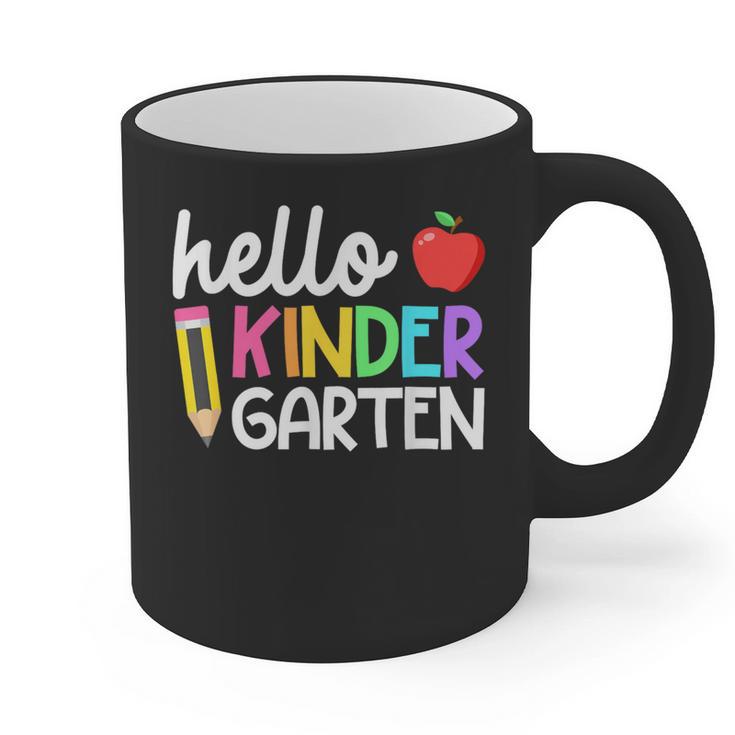 Hello Kindergarten Team Kinder Back To School Teacher Kids Graphic Print Coffee Mug
