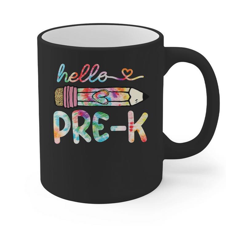 Hello Pre-K Pencil Teacher Student Tie Dye Graphic Print Coffee Mug