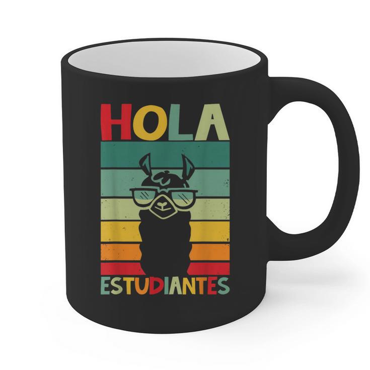 Hola Estudiantes Spanish Teacher Back To School 2025 Graphic Print Coffee Mug