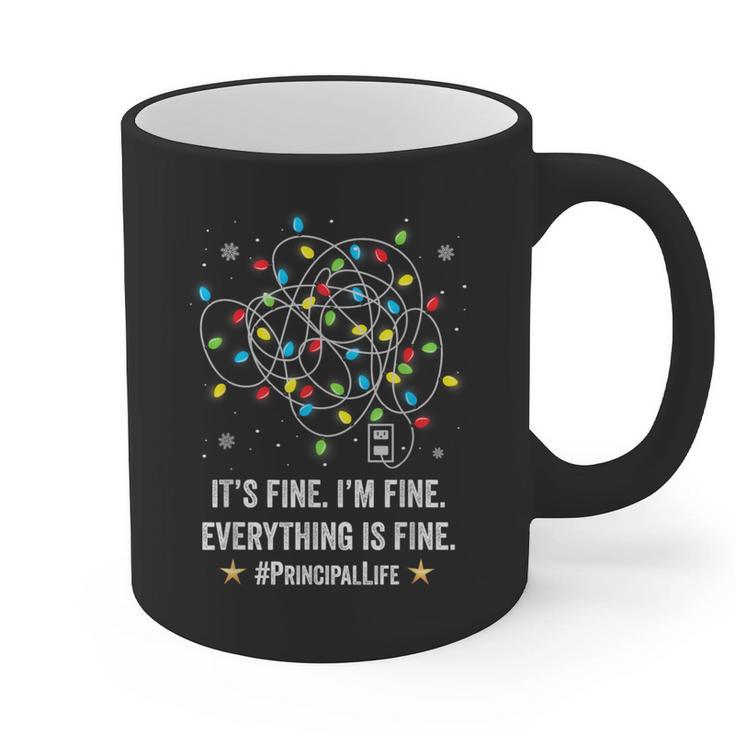 It's Fine I'm Fine Christmas Light Principal Teacher Xmas Men Women Graphic Print Coffee Mug