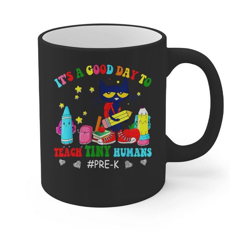 It's A Good-Day To Teach Tiny Humans Pre-K Cat Teacher Lover Graphic Print Coffee Mug