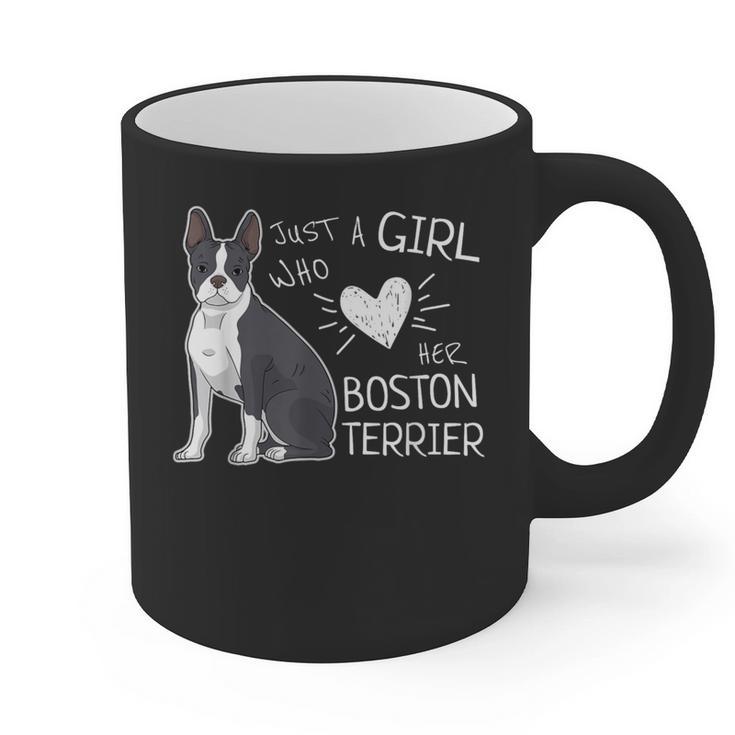 Just A Girl Who Loves Her Boston Terrier Puppy Love Graphic Print Coffee Mug