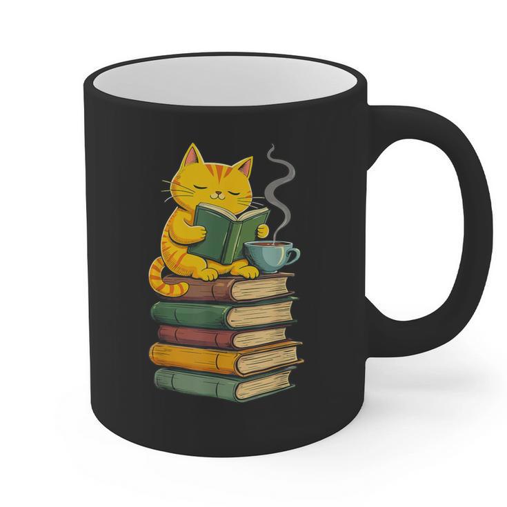 Kawaii Cats Lover Coffee Books Teacher Librarian Cat Graphic Print Coffee Mug