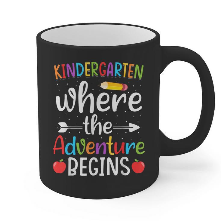 Kindergarten Where The Adventure Begins Shirt Children's Teacher Graphic Print Coffee Mug