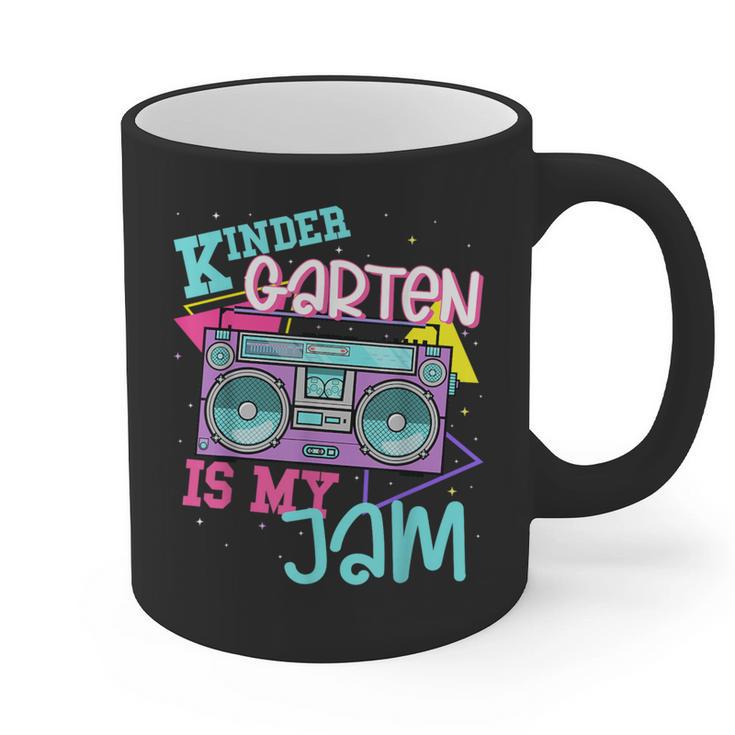 Kindergarten Is My Jam Cute Teacher Shirt 80's 90's Styl Graphic Print Coffee Mug