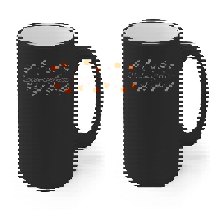 Kindergarten Teacher Pumpkin Autumn Leaves Kinder Team Fall Graphic Print Coffee Mug