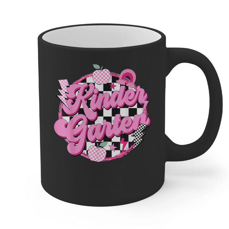 Kindergarten Teacher Women Checkered First Day Of School Graphic Print Coffee Mug