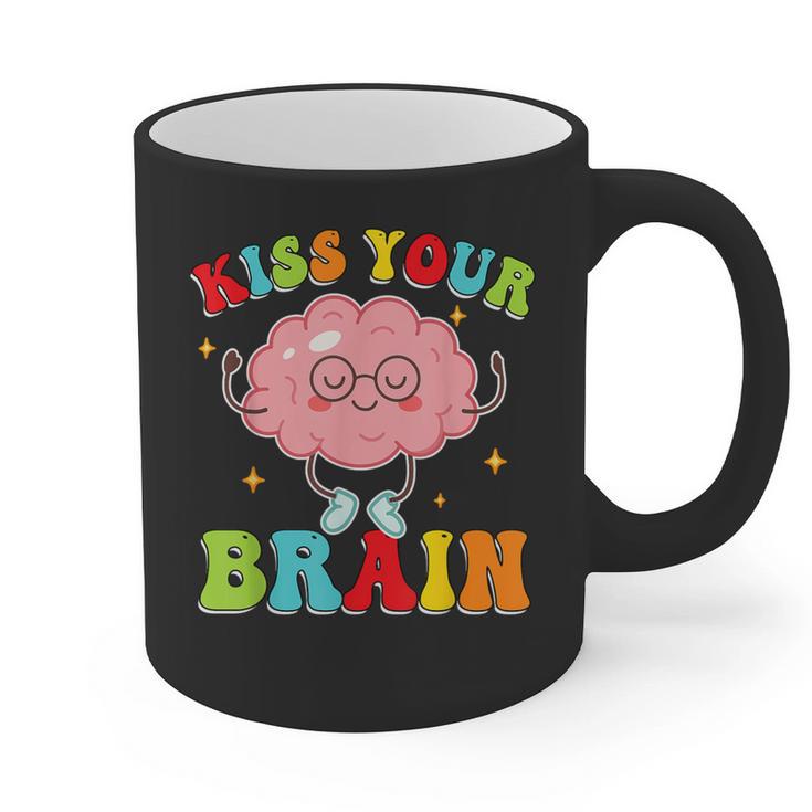 Kiss Your Brain Calm Mindset Teacher Kids Boys Girls Women Graphic Print Coffee Mug