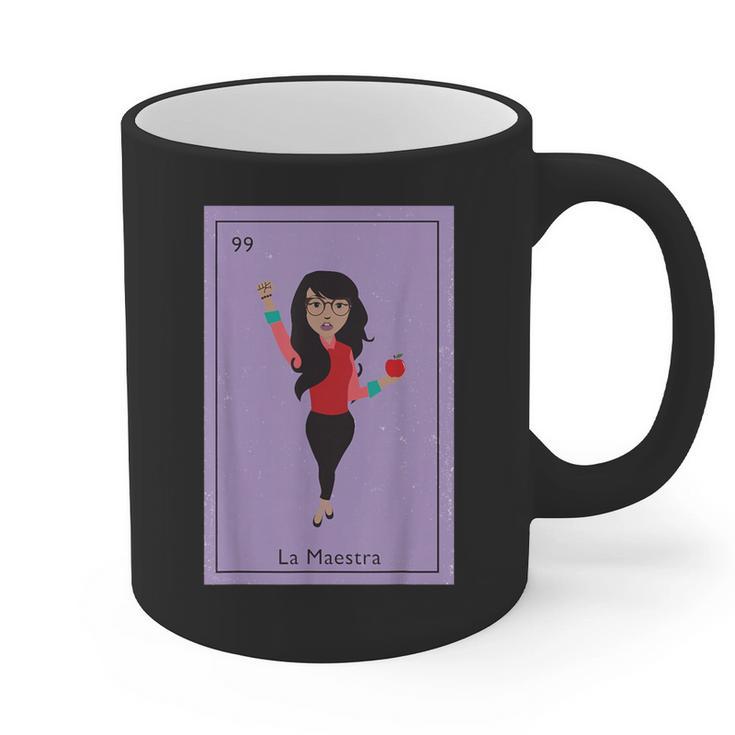 La Maestra Mexican Bingo Card Teacher Lottery Card Graphic Print Coffee Mug
