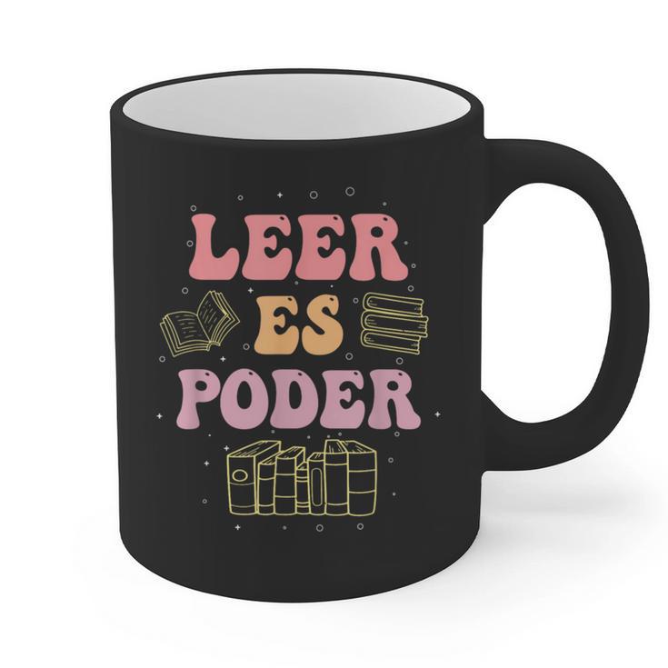 Leer Es Poder Groovy Spanish Teacher Bilingual Maestra Men Women Graphic Print Coffee Mug