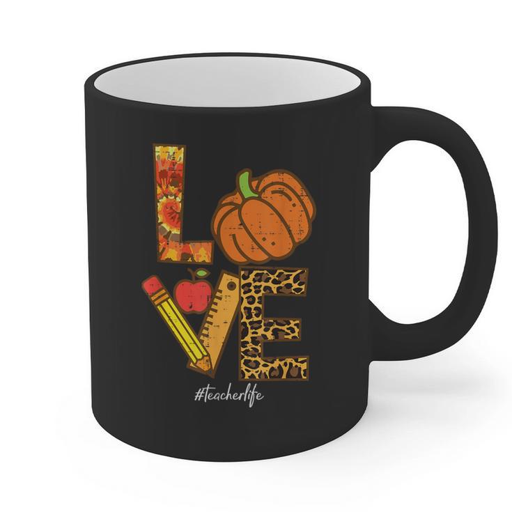 Leopard Pumpkin Love Teacher Life Thanksgiving Fall Women Graphic Print Coffee Mug