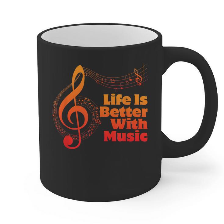Life Is Better With Music Theory Musician Teacher Notes Clef Graphic Print Coffee Mug