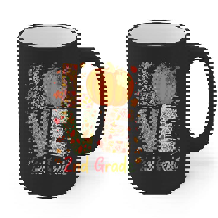 Love 2nd Grade Happy Fall Thanksgiving For 2nd Teacher For Men Women Girls Kids Graphic Print Coffee Mug
