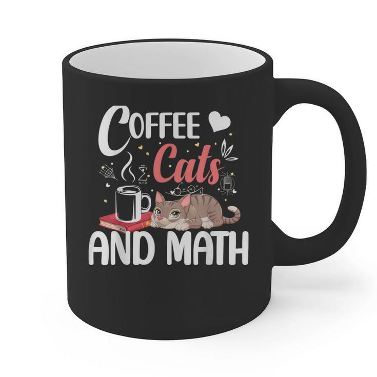I Love Math Cats And Coffee Heart Mathematics Teacher Graphic Print Coffee Mug