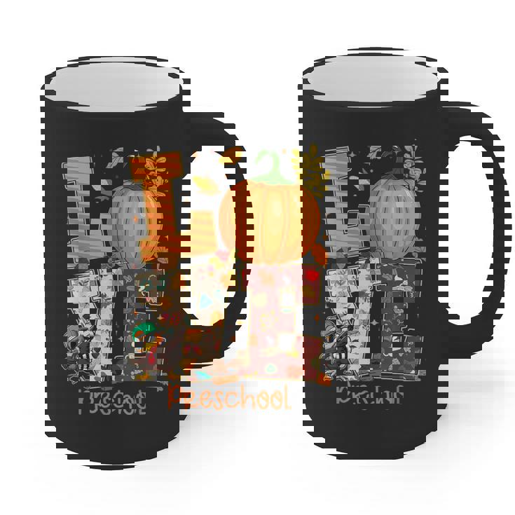 Love Preschool Teacher Turkey Thanksgiving Autumn Fall Graphic Print Coffee Mug