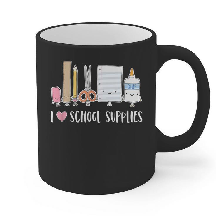I Love School Supplies Teacher Shirt Graphic Print Coffee Mug