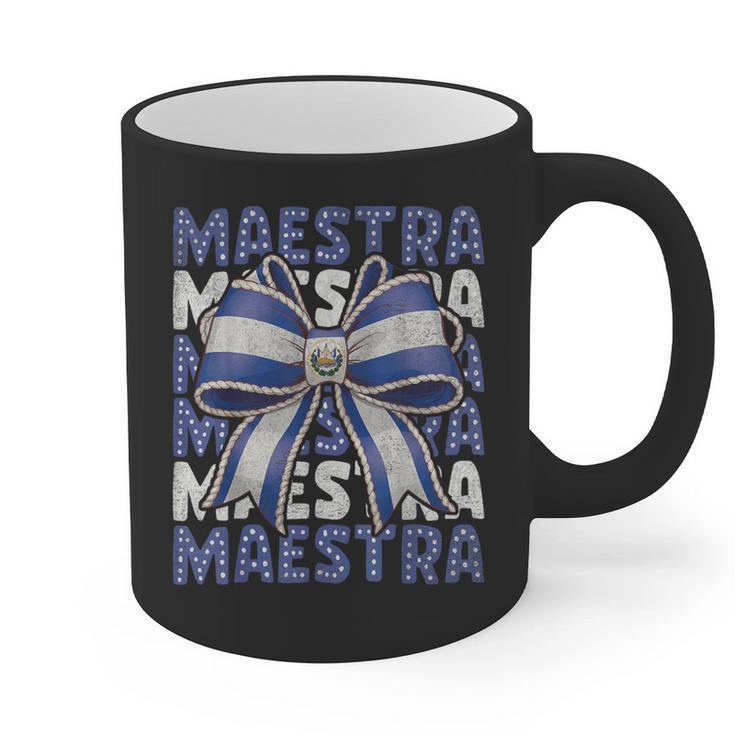 Maestra El Salvador Coquette Bow Hispanic Spanish Teacher Graphic Print Coffee Mug