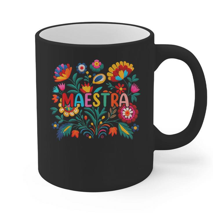 Maestra Flowers Spanish Teacher Cinco De Mayo Graphic Print Coffee Mug
