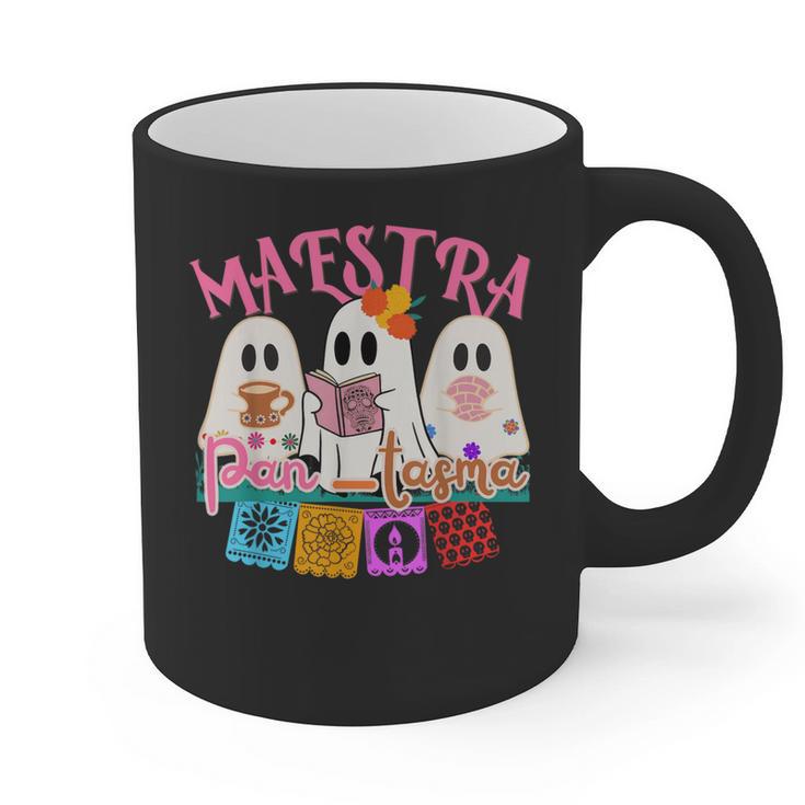 Maestra Pantasmas Conchas Teacher Mexican Halloween Graphic Print Coffee Mug