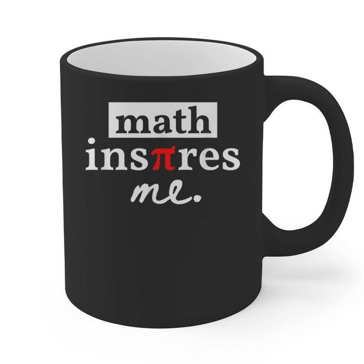 Math Inspires Me Spelled With Pi Day Teacher Graphic Print Coffee Mug
