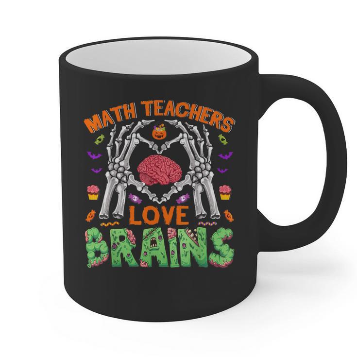 Math Teacher Love Brain Heart Skeleton Hand Zombie Halloween Graphic Print Coffee Mug