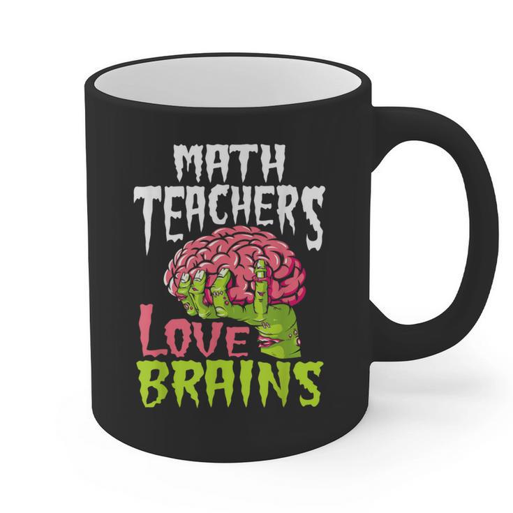 Math Teachers Love Brains Zombie Teacher School Halloween Graphic Print Coffee Mug