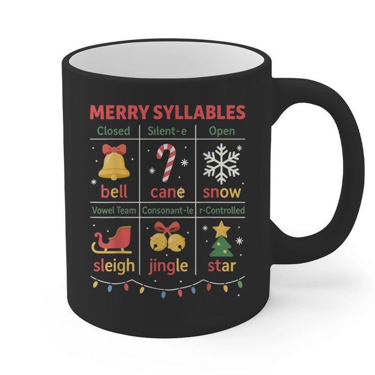 Merry Syllables Teacher Christmas Educational Kids Graphic Print Coffee Mug