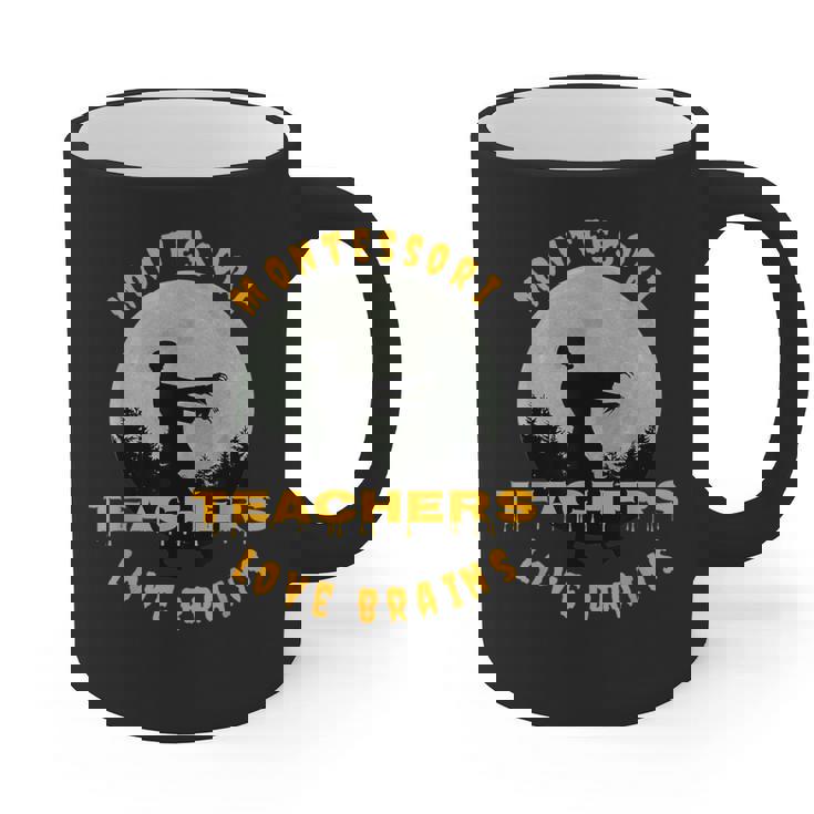 Montessori Teachers Love Brains Halloween Novelty Men Women Graphic Print Coffee Mug