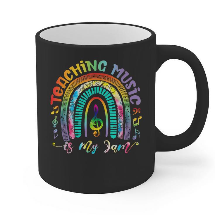 Musical Teacher Teaching Music Is My Jam Rainbow Tie Dye Graphic Print Coffee Mug