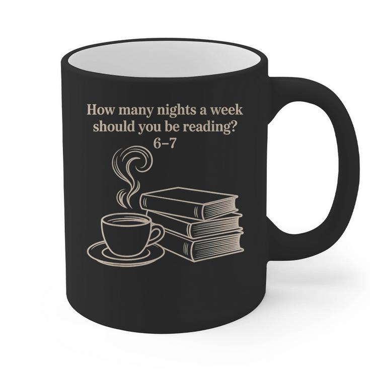 How Many Nights A Week Should You Be Reading 6-7 Teacher Fun Graphic Print Coffee Mug