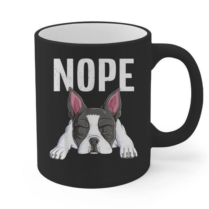 Nope Boston Terrier Puppy Dog Bostie Lover Men Women Girls Kids Graphic Print Coffee Mug