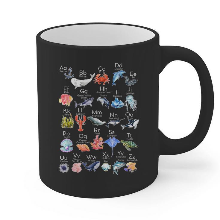 Ocean Animals Alphabet Cute Sea Life ABC Marine Kids Teacher Graphic Print Coffee Mug