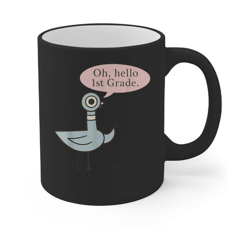 Oh Hello First Graders Cute Pigeon 1st Grade Teacher Graphic Print Coffee Mug