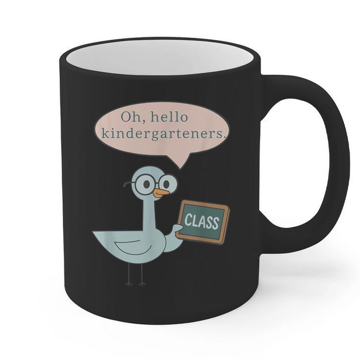 Oh Hello Kindergarteners Shirt Cute Pigeon Teacher Tee Graphic Print Coffee Mug