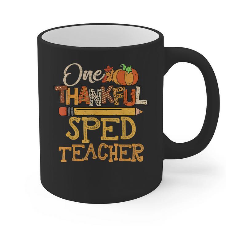 One Thankful Sped Teacher Cute Thanksgiving Women Graphic Print Coffee Mug