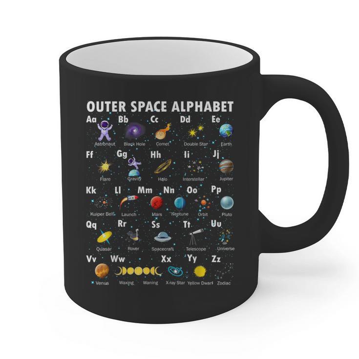 Outer Space Alphabet Kindergarten Teachers 1st Day Of School Graphic Print Coffee Mug
