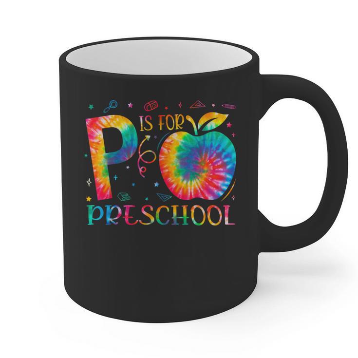 P Is For Preschool Tie Dye Back To School Teacher Men Women Girls Kids Graphic Print Coffee Mug