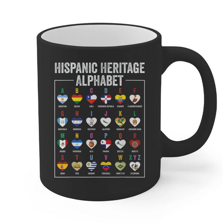 Hispanic Flags Alphabet Hearts Latin Heritage For Teacher Graphic Print Coffee Mug