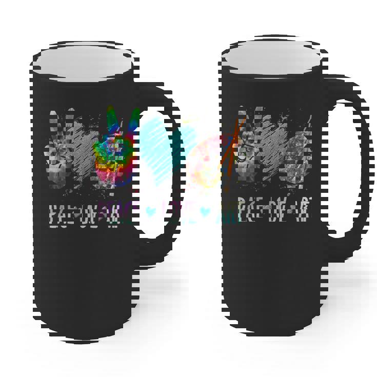 Peace Love Art Painting Palette Art Teacher Graphic Print Coffee Mug