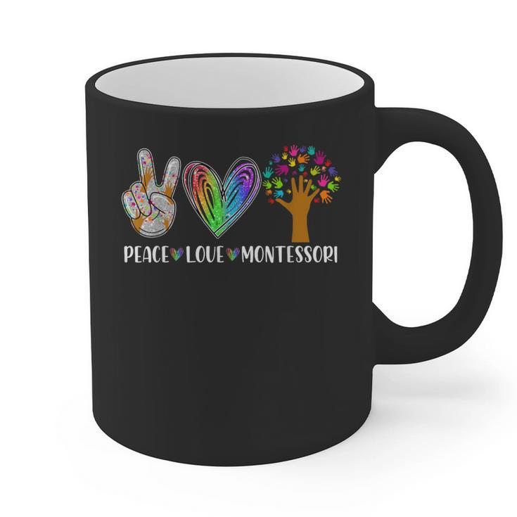 Peace Love Montessori Daycare Teacher Appreciation Graphic Print Coffee Mug