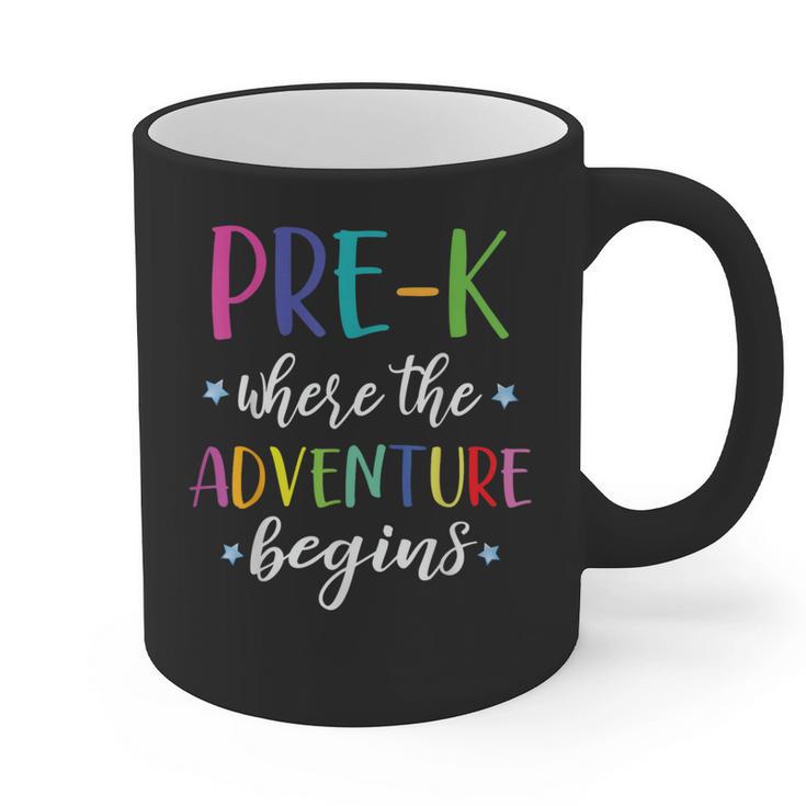 Pre-K Teacher Adventure Begins First Day Preschool Teachers Graphic Print Coffee Mug