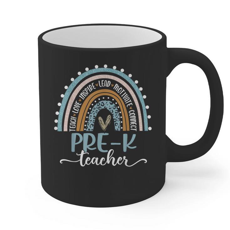 Pre-K Teacher Leopard Boho Rainbow Back To School Graphic Print Coffee Mug