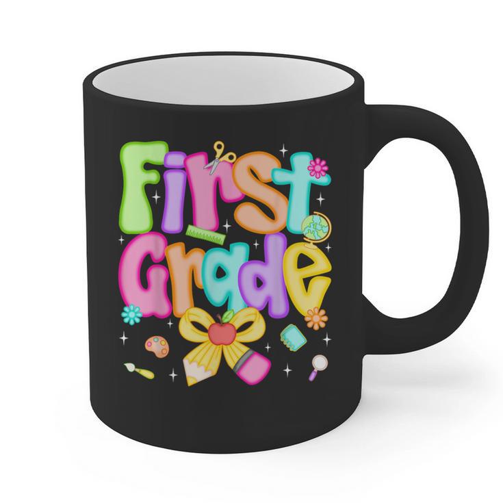 Preppy First Grade Back To School 1st Grade Teacher Girl Kid Graphic Print Coffee Mug