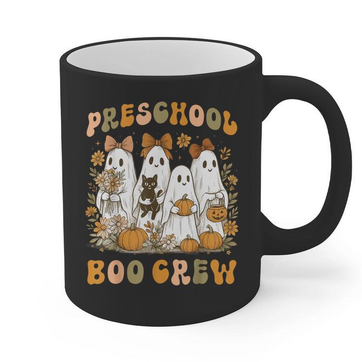Preschool Boo Crew Teacher Kids Halloween Ghost Cat Pumpkin Graphic Print Coffee Mug